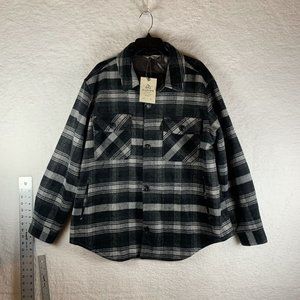 Alpine Design Wool Shacket Women's XL Black Plaid Long Sleeve Button-Up 7189‎
